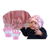 Touca Boina Gorro Bebê Rn + Luvas Frio Infantil Inverno