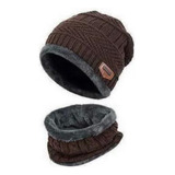Touca De Inverno Gorro +cachecol Gola Frio Lã Forro Pelúcia