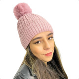 Touca Feminina Adulto Gorro De Lã Forrada Pompom De Pelinho