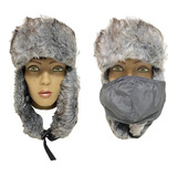 Touca Feminina Ushanka Aviador Cinza