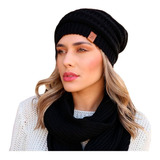 Touca Frio Feminina Masculina Gorro Cachecol Tipo Gola Kit