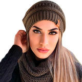 Touca Frio Feminina Masculina Gorro Cachecol Tipo Gola Kit