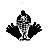 Touca Gorro De Lã Caveira Clássica Com Forro + Luva De Lã