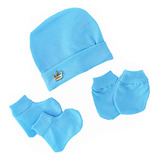 Touca + Luva + Sapatinho De Bebê 0 À 3 Meses Kit 3 Pçs Luxo