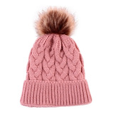 Touca Rosa Gorro Chapéu Bebe Infantil Pompom Croche Frio