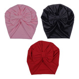 Touca Turbante Laço Bebê Menina - Kit Com 3 Unidades