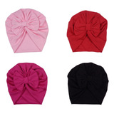 Touca Turbante Laço Bebê Menina - Kit Com 4 Unidades