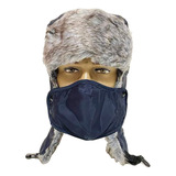 Touca Ushanka Protetor Orelhas Frontal Azul