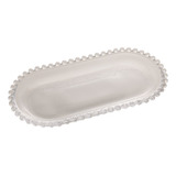 Travessa Bandeja De Cristal Wolff Pearl Bolinha 24x12 Cm Cor Transparente