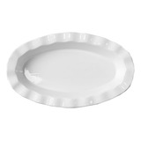 Travessa Oval Ondulada Cerâmica Branca 32,5cm Class Home
