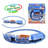 Trem Brinquedo Locomotiva Trenzinho Infantil Elétrico Vagão Cor Azul