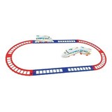 Trem Brinquedo Trenzinho Infantil Elétrico Àpilha Locomotiva Cor Azul E Vermelho