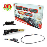 Trem Brinquedo Trenzinho Pista 85,5cm Locomotiva Luz Som Cor Preto