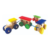 Trenzinho De Madeira Multicolorido Trem Pedagógico Educativo