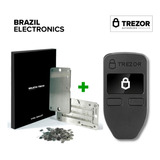 Trezor One Hardware Wallet Preto + Steel Wallet