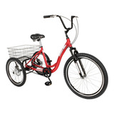 Triciclo Bicicleta 3 Rodas Deluxe Alumínio Aro 26 Vermelho