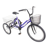 Triciclo Bicicleta 3 Rodas Pedal Twice Aro 26 Azul 