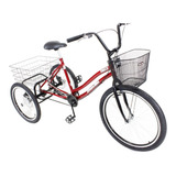 Triciclo Bicicleta 3 Rodas Pedal Twice Aro 26 Vermelho