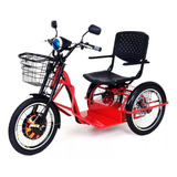 Triciclo Elétrico 800w Banco Giratório Alarme Ré Fit Vermelh