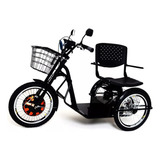 Triciclo Elétrico 800w Cadeira Giratória Alarme Ré Fit Preto
