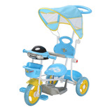 Triciclo Infantil Passeio 2 Em 1 Com Som Luz Capota E Pedal