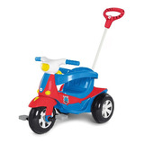 Triciclo Infantil Passeio Ou Pedal Velomoto Calesita Azul Cor Azul/vermelho