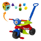 Triciclo Infantil Passeio Patrulha C/ Cubo Canina Empurrador