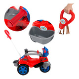 Triciclo Moto Infantil Com Pedal E Empurrador Homem Aranha