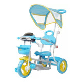 Triciclo Motoca Infantil Azul Empurrador Cobertura