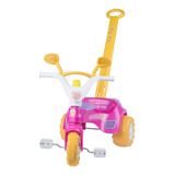 Triciclo Velotrol Infantil Com Haste E Buzina Fofy G Rosa