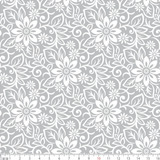 Tricoline Floral Cinza 100% Algodão 1,0m X 1,50m
