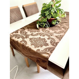 Trilho Caminho De Mesa 8 Lugares Jacquard Tecido Com Brilho