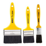 Trincha Pincel Atlas Pintura Cabo Amarelo 319 Kit 3 Peças