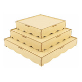 Trio Bandejas Porta Doces Mdf Linha Temática - Liso
