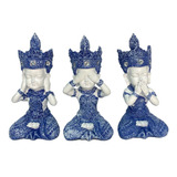 Trio Buda Decorativo Sabedoria Cego Surdo E Mudo Em Resina.