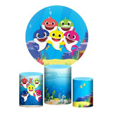 Trio Capa Cilindro + Painel Redondo Bebê Tubarão 1,50m