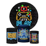 Trio Capa Cilindro Sublimado + Capa Painel Tecido Gamer Neon