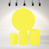 Trio Capas Mesa Cilindro Cores Lisas E Painel Diam 1,50 M Cor Amarelo Liso