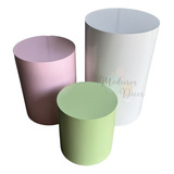 Trio De Cilindro Reduzido Decorado Branco Rosa Verde