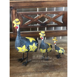 Trio De Lindas Galinhas D'angola Para Decoração Super Oferta