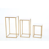 Trio De Mesas Cubo Desmontável Dourado Com Tampo Branco