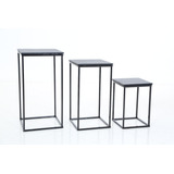 Trio De Mesas Cubo Desmontável Preto Com Tampo Preto