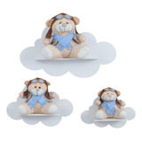 Trio De Nichos Modelo Nuvem Em Mdf Quarto De Bebê Branco