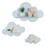Trio De Nichos Modelo Nuvem Em Mdf Quarto De Bebê Branco