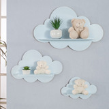 Trio De Nichos Modelo Nuvem Mdf Quarto De Bebê Varas Cores