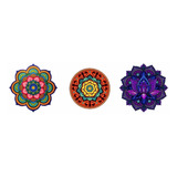 Trio De Quadros Mandala Decorativo De Parede Novidade 30x30