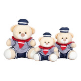 Trio De Ursinho Pelúcia Menino Marinheiro Ideal Nichos 3 Pçs