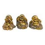 Trio Estátua Buda Monges Sábios Cego Surdo E Mudo