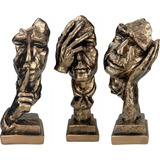Trio Estatuetas Pensador Silêncio, Meditação