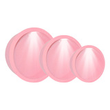 Trio Nicho Redondo C/ Led Infantil P M G Madeira Mdf Pintado Cor Rosa Bebê